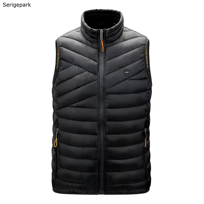 Men's New Vest With Stripped Jacket Zipper For Man Coat With Cotton Inside Warm Winter Outfit For High-Quality Style Big Size