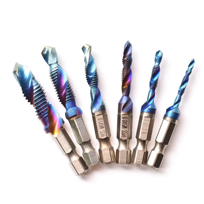

Titanium Plated Hex Shank HSS Screw Thread Metric Tap Drill Bits Screw Machine Compound M3 M4 M5 M6 M8 M10 Hand Tools
