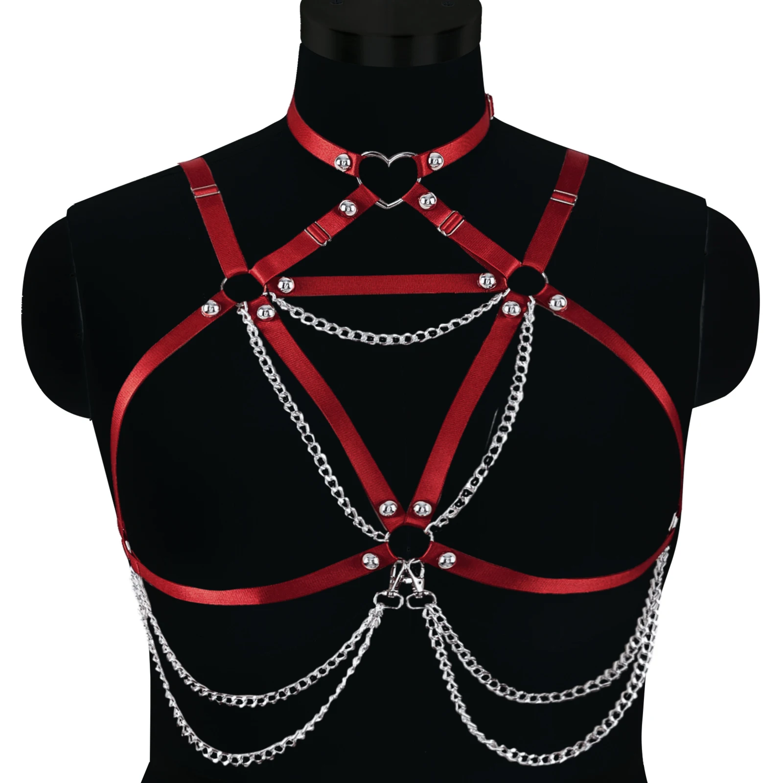 

Black Fetish Elastic Body Harness Women Strap Crop Top Adjustable Harness Cage Bra Rave Wear Goth Bondage Lingerie