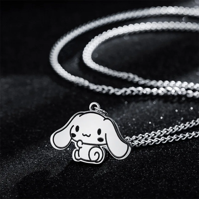 

Kawaii Cinnamoroll Sanrio Cartoon Necklace Sweet and Cool Girl Pendant Childlike Ins Tide Harajuku Titanium Steel Necklace