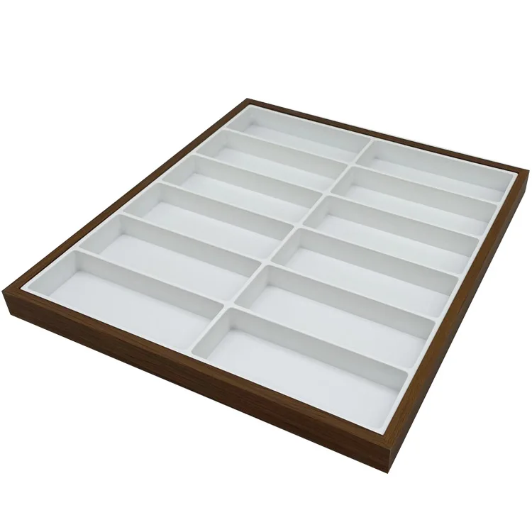 12 Grids Wood Glasses Storage Rack Sunglasses Display Tray Wooden Glasses Display Case Velvet Eyewear Organizer Box
