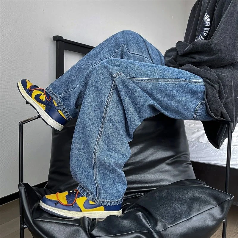 4 Colors Wide Leg Jeans Men Fashion Summer Casual Retro Straight Jeans Men Streetwear Loose Hip Hop Denim Pants Mens Trousers