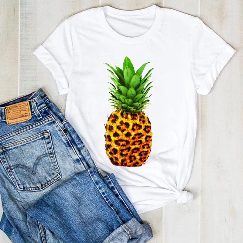 

Women Lady Pineapple Leopard Fruit Sweet Beach Print Ladies Summer T Tee Tshirt Womens Nice Top Shirt Pretty Graphic T-shirt