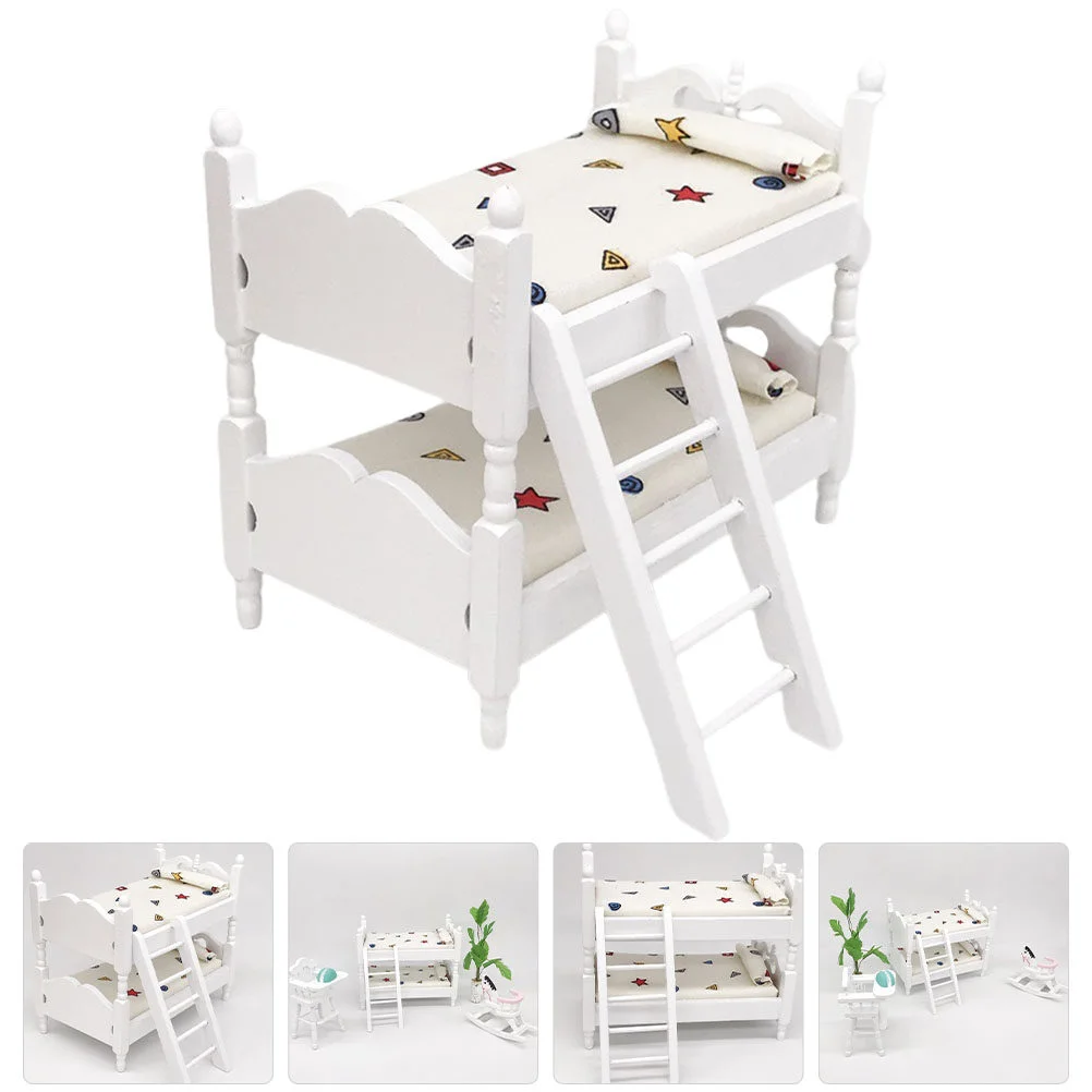 

Миниатюрные украшения, модель двухъярусной кровати, деревянный декор, реквизит, украшение для дома и мебели