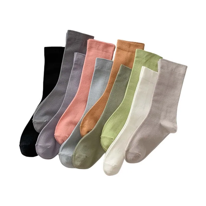 Women Simplicity Socks Candy Color Cotton Long Socks Girls Cute Korea Style Breathable Casual Cotton Socks Female Fashion