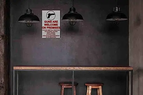 Swono Guns re Wcome on Premses Tn Sgns Vntge Metl Sgn для мужчин и женщин Wll Decor for Brs Resturnts Cfe Pubs 12x8 nch