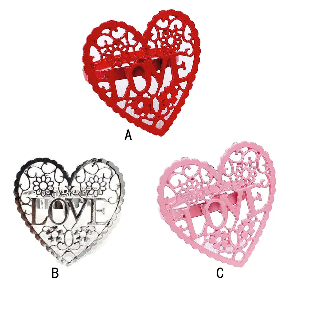 

Heart Shaped Plates Love Buckle Flower Napkin Rings Romantic Circle Table Decorations Banquets Jewelry Embellishment