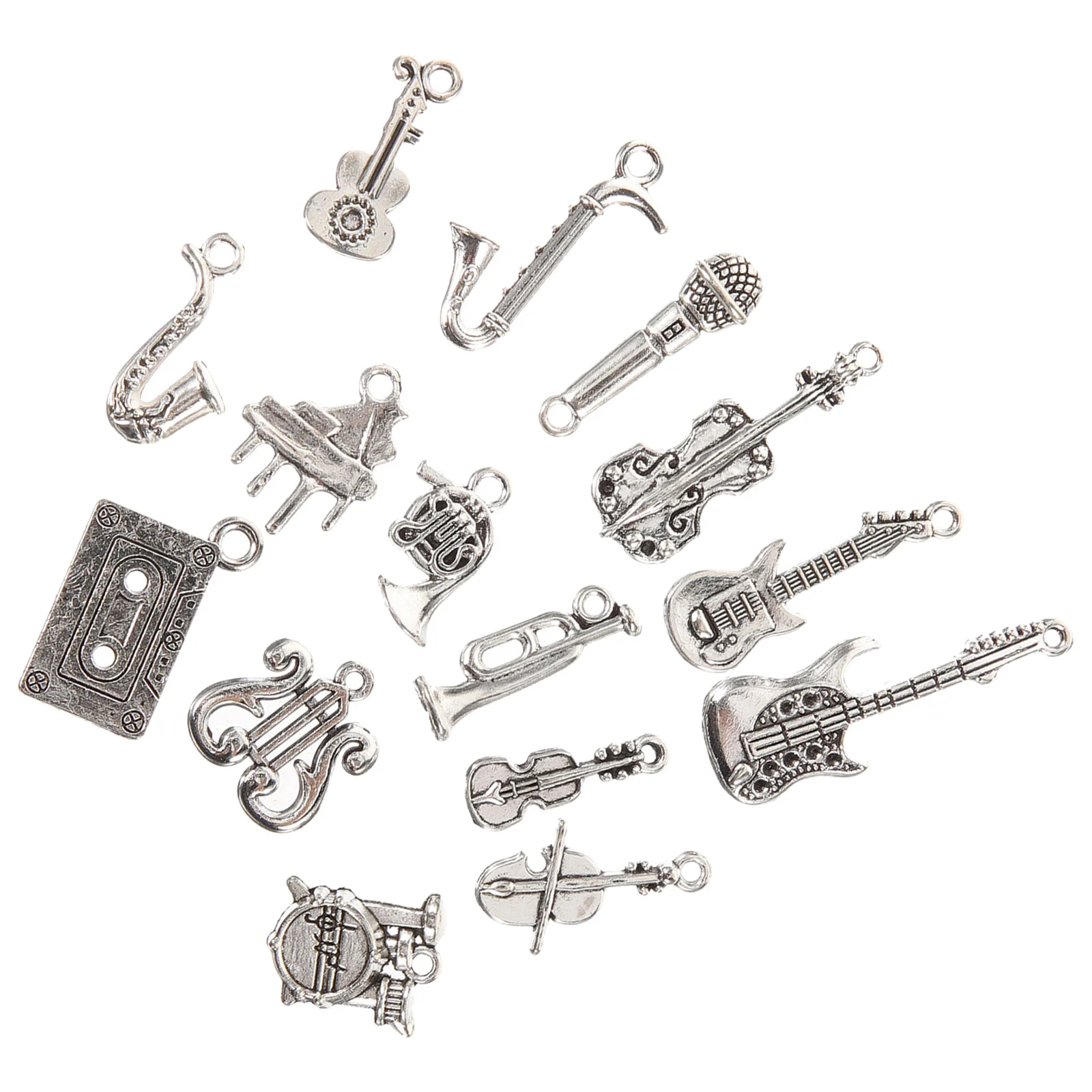 

15 Pcs Metal Pendant Charm Personality Instrument Charms DIY Musical Pendants Alloy Vintage Compact Necklace
