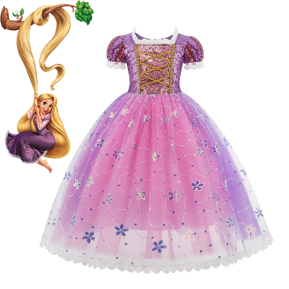 Fancy 2022 Halloween Princess Rapunzel Dress for Little Girls Magical Encanto Mirabel Isabela Cosplay Costumes Child Party Gown