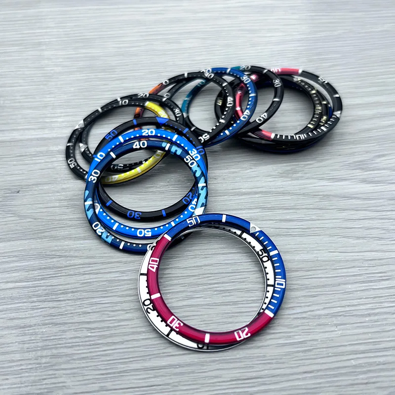 New Mod 38mm*31.6mm Resin Metal Watch Bezel Insert Fits Seiko SKX007 SKX009 SRPD Watch Cases NH36 NH35 Movement Men's Watch Part