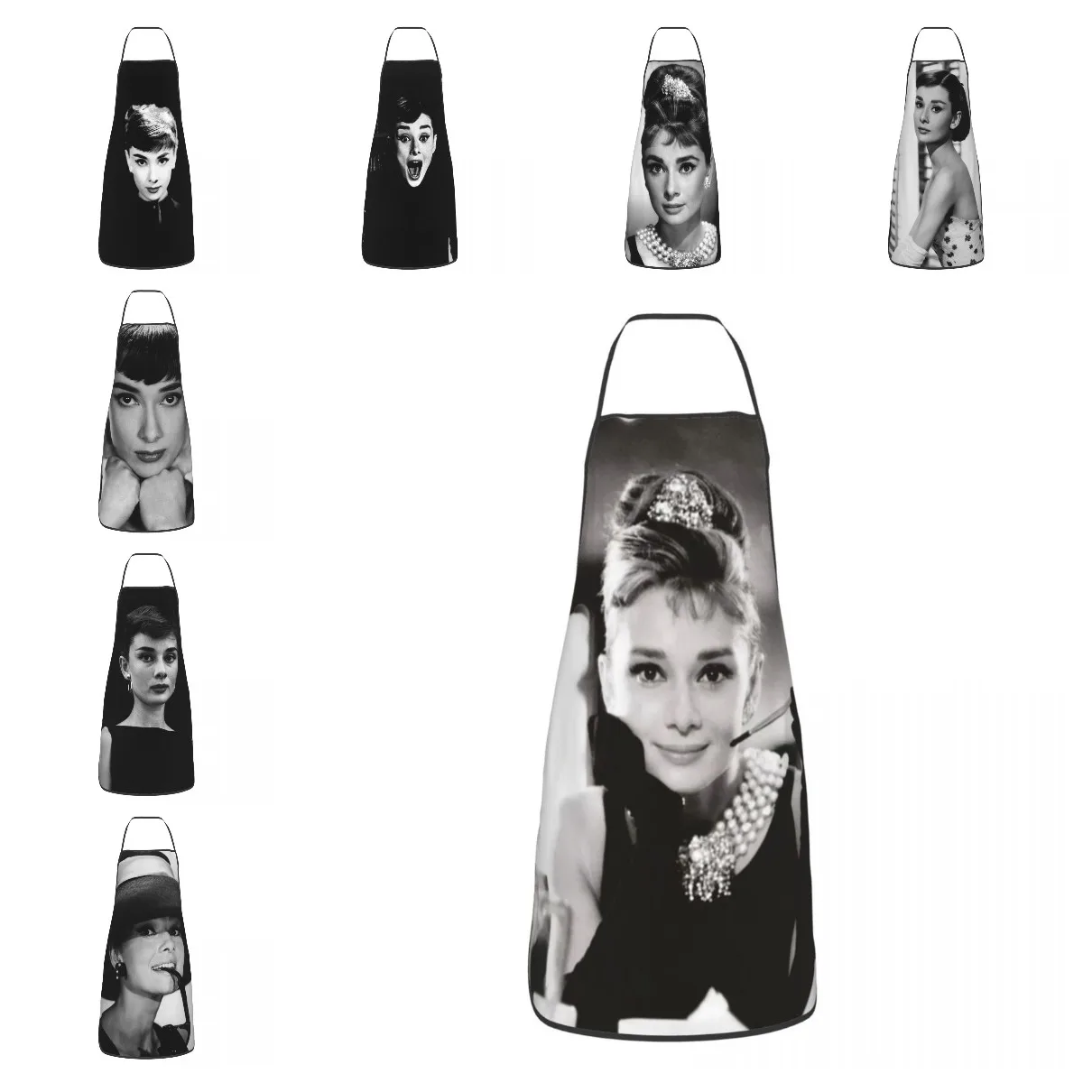 

Cute Audrey Hepburn Apron for Women Men Unisex Bib Cooking Kitchen Tablier Cuisine Chef Gardening