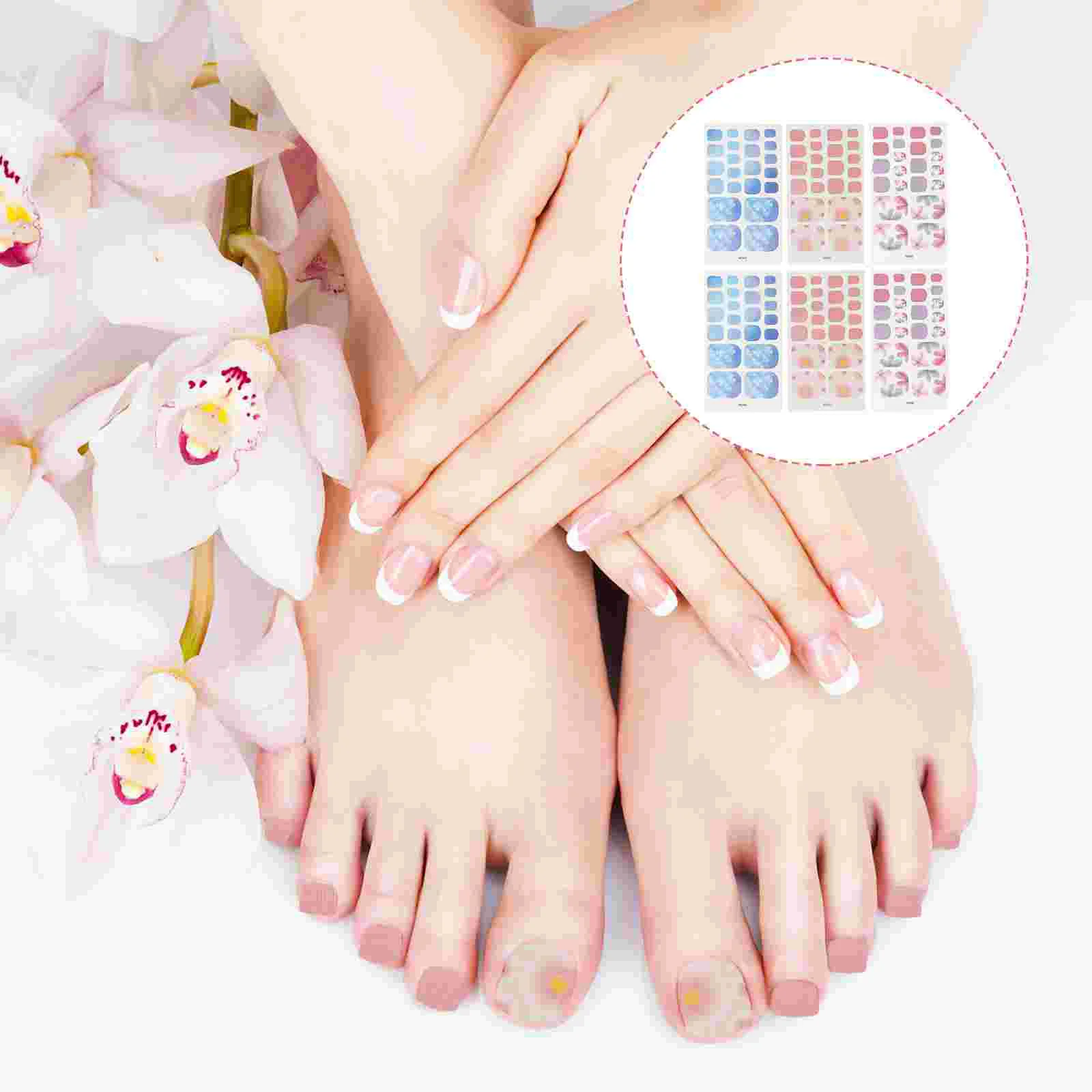 

Nail Stickers Fake Nails Strips Wraps Toe Sticker Women Decals Tips Stencils Toenails Supplies Full Stamping Piece Toenail