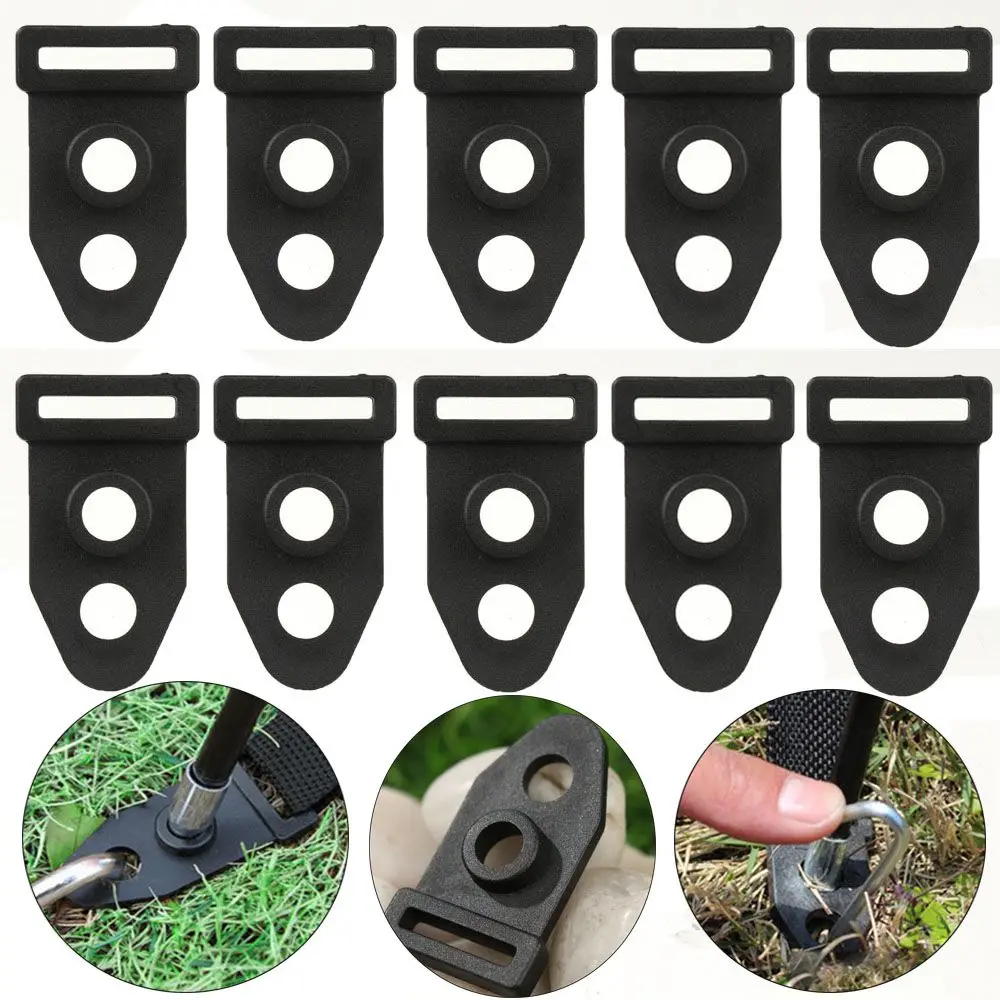 

High Quality Double Eyes Black Hiking Accessories Tent Feet Clamp Wind Rope Buckle Tent Clip Outdoor Camping Traveling