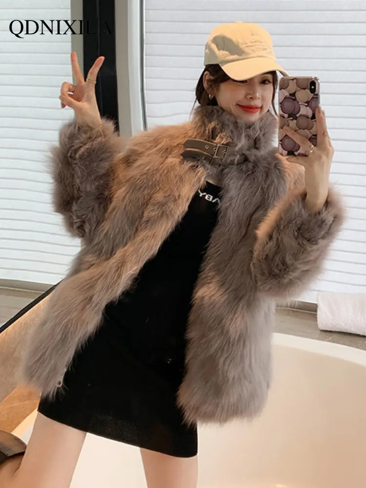 2022 Winter Coat for Women Korean Fashion Imitation Fox Faux Fur Coat New In Outdoor Clothes Fur Jacket Coat Women Free Shipping