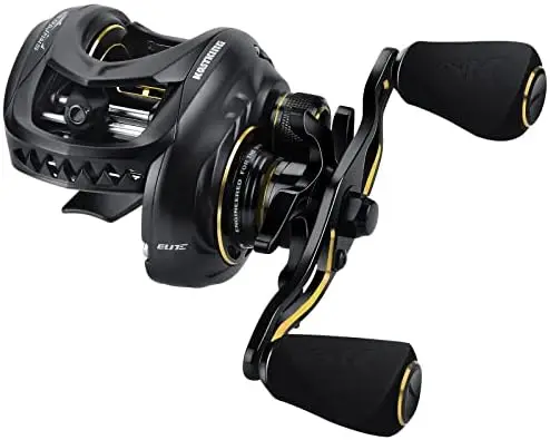 

Elite Baitcasting Reels, Patented AMB System Eliminating Backlashes, Flipping Switch Function, 6.4oz Aluminum Frame Fishing Reel