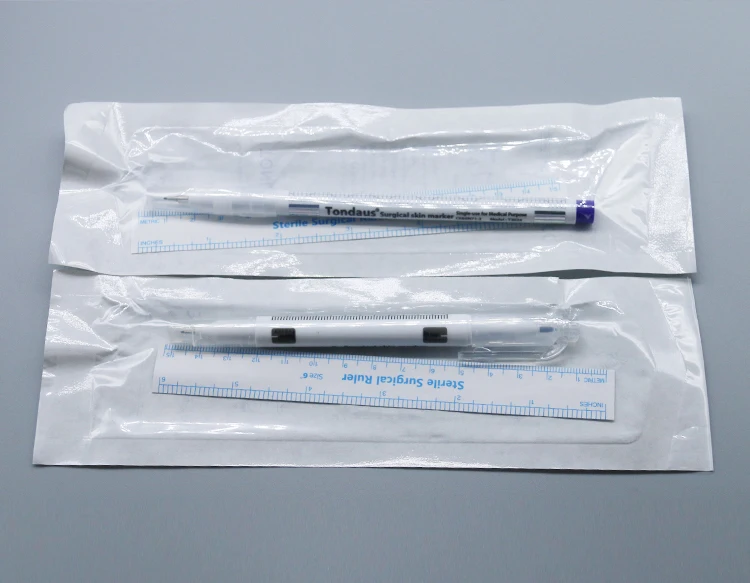 

10pcs/set Disposable Sterilized Permanent Makeup Eyebrow Tattoo Piercing Scribe Skin Marker Pen With Ruler Double Head