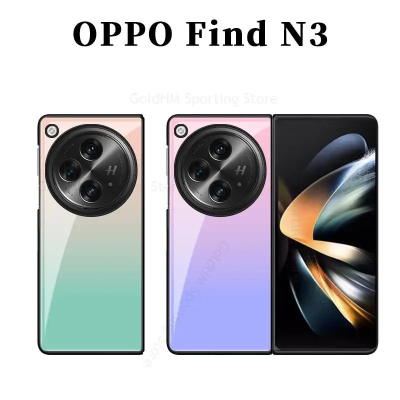 

For OPPO Find N3 5G Gradient Rainbow Phone Case For Oppo Find N2 5G Hard PC Tempered Glass Protective Cover For Find N3 N2 N 5G