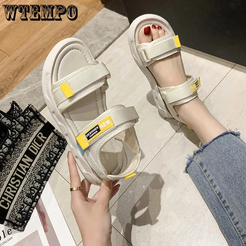 

Новинка, летние сандалии WTEMPO для женщин, сказочный стиль на мягкой подошве, подходящая ко всему Спортивная Повседневная пляжная обувь для женщин