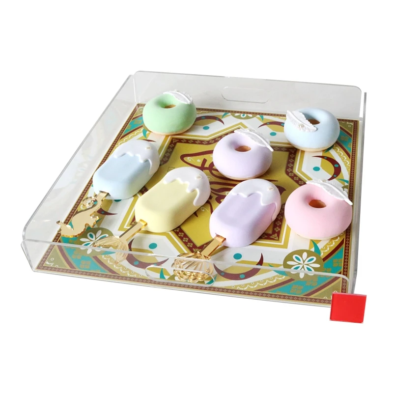 

Eid Acrylic Tray Snack Fruit Candy Chocolate Storage Plate Desktop Ornament for ramadan Party Food Dessert Cupcake Serving