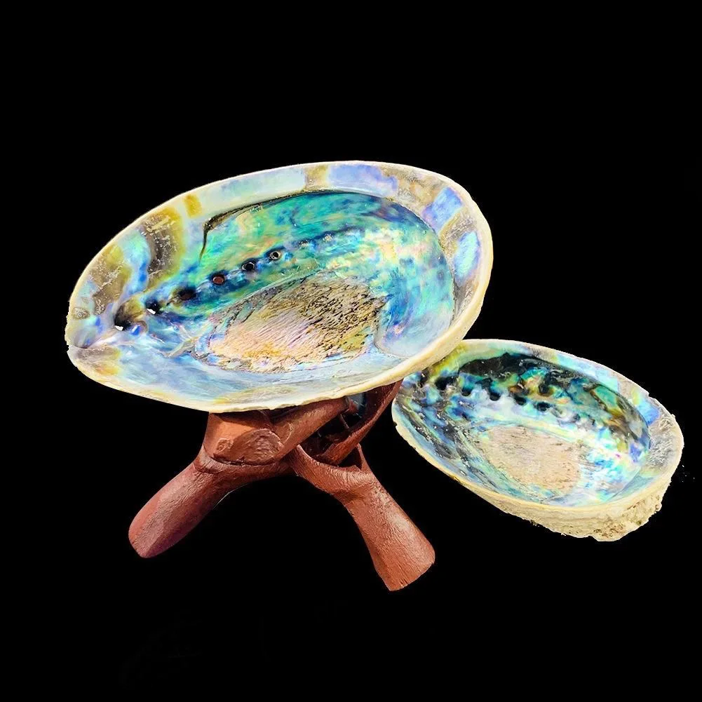 Abalone Shell Smudge Kit Wooden Tripod Stand Holder for White Sage Stick Room Purification Meditation Smoke Supplies Home Decora |