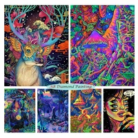 psychedelic poster 5d ab diamond painting blacklight mushroom tapestry wall art diamond embroidery cross stitch kit home decor
