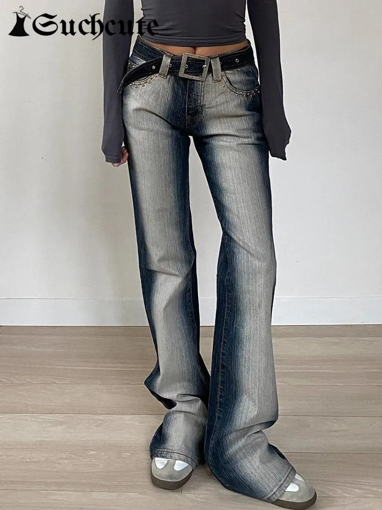 

Милые женские джинсы Харадзюку с принтом тай-дай уличная одежда гранж с низкой талией сказочные корейские джинсовые брюки модные мешковатые штаны y2k 2000s