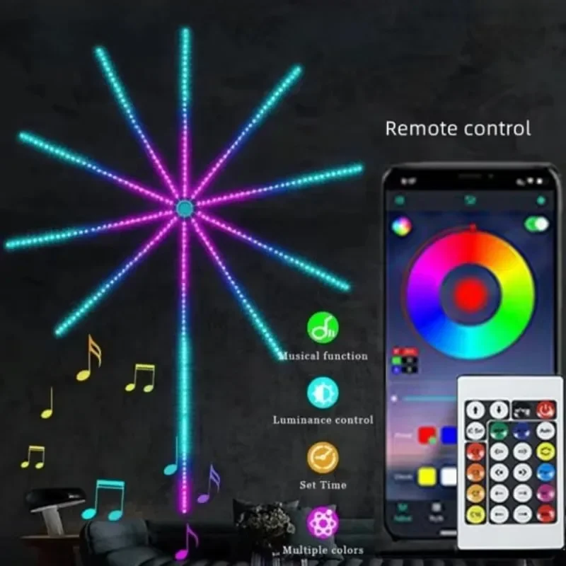Firework Led Lights Wedding Christmas RGB Neon String Light Bluetooth APP Control Music Sync Bedroom Decor Fairy