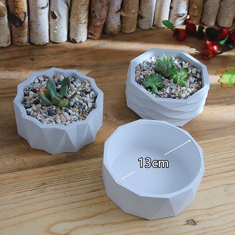 

DIY Glue Mold Big Round Storage Box Diamond Pattern Succulent Flower Pot Silicone Mold Cement Concrete Plaster Mold Resin Molds