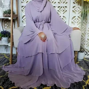 Chiffon Open Abaya Dubai Turkey Kaftan Muslim Cardigan Abayas Dresses for Women Casual Robe Kimono Femme Caftan Islam Clothing