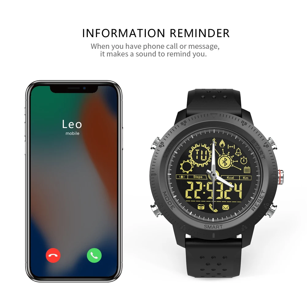 NX02 Sport Activity Tracker Calories Pedometer Smartwatch Stopwatch Call SMS Reminder 33-month Standby Time Smart Watch