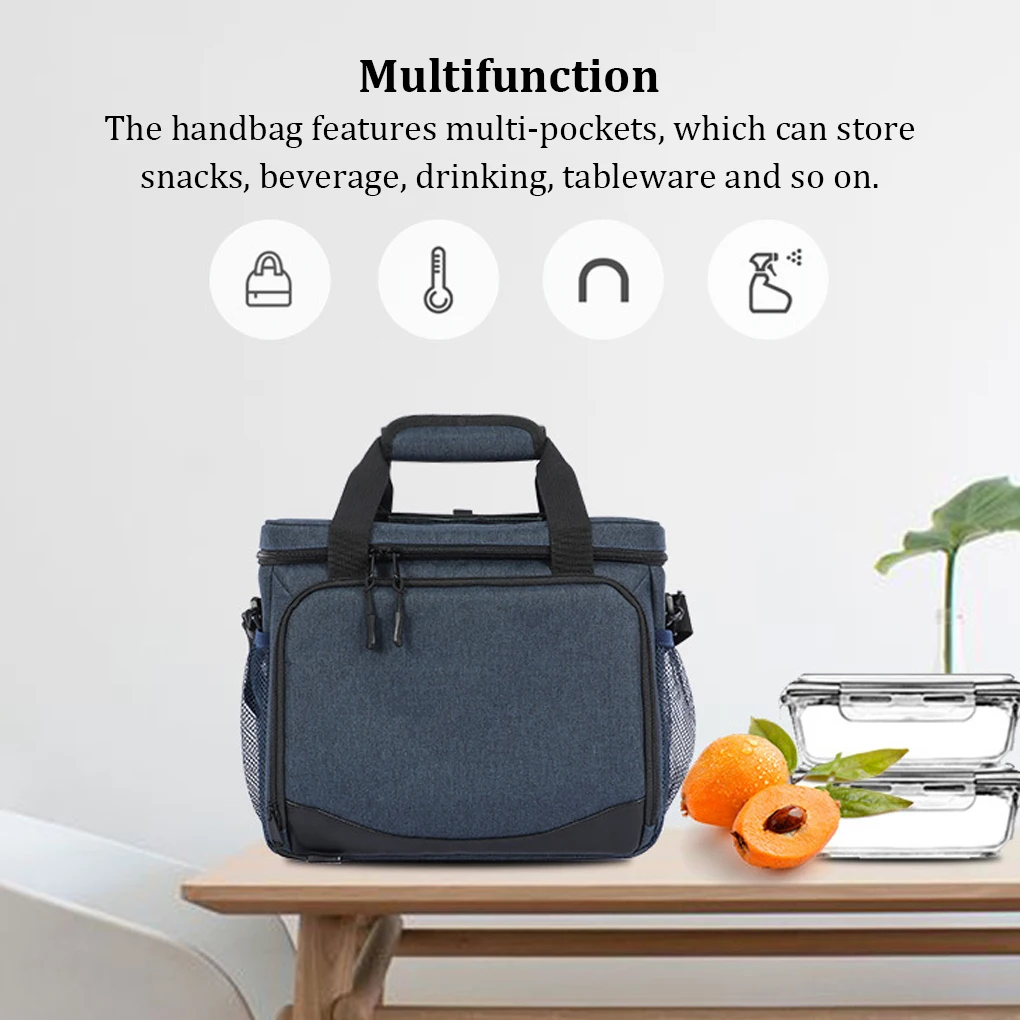 

Lunchbox Drinking Cooler Bag Tableware Container Leak-Proof Picnic Thermal with EVA Mat Handbag Large Capacity Camping