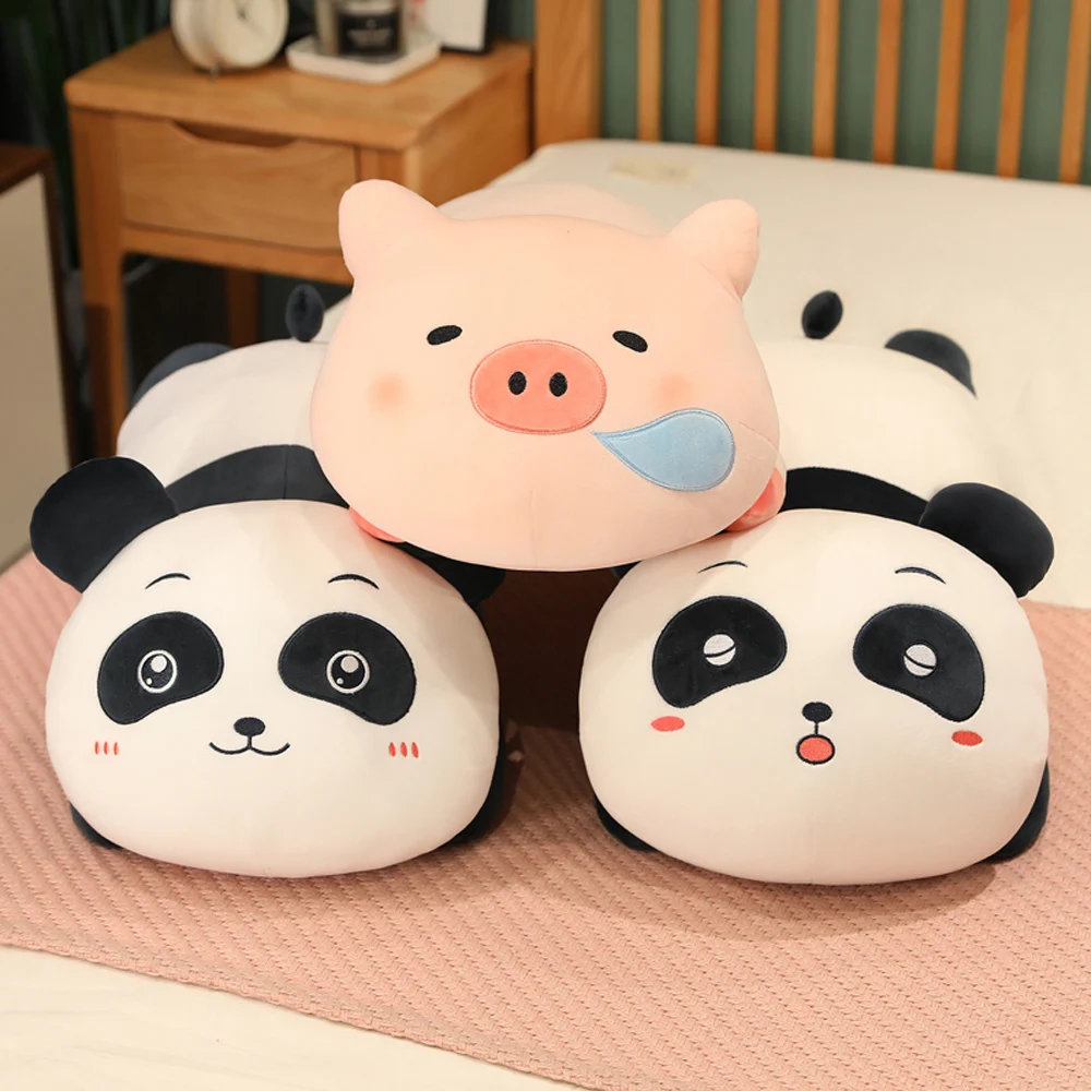 

60~100cm Long Soft Panda Plush Toy Cylidrical Animal Bolster Pillow Pig Stuffed Plushie Children Sleeping Friend Room Decoration