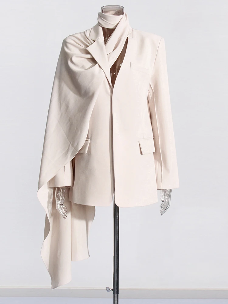 Женский Асимметричный Блейзер однотонный блейзер с отложным воротником и