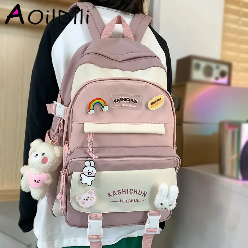 

Waterproof Backpack Fashion Laptop Women Book Bag Trendy Female College Backpack Girl Travel Harajuku School Bag