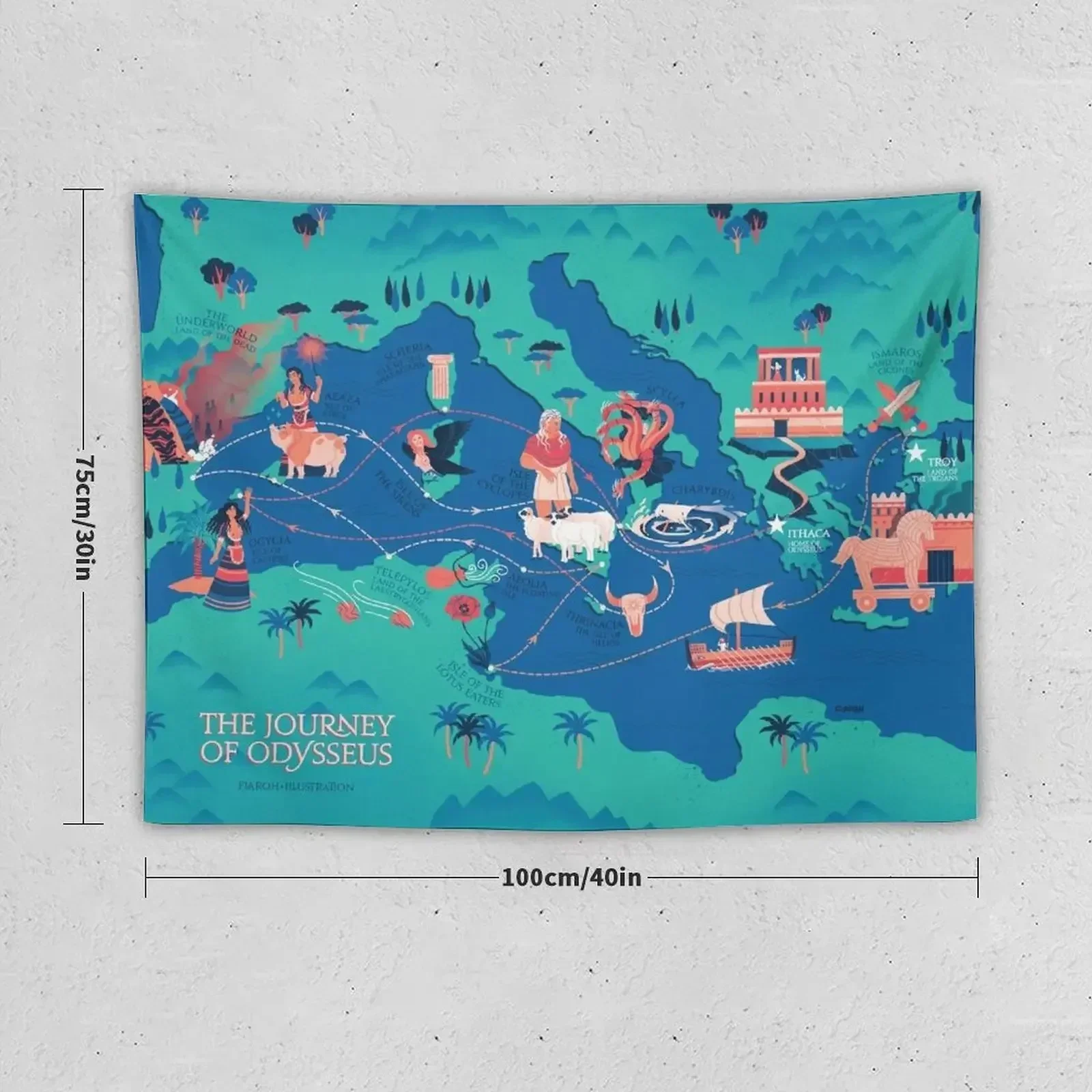 Карта Одиссея - Гобелен Путешествие Деко для спальни Настенный декор