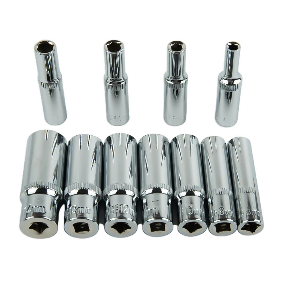 

11pcs 1/4 Hex Socket Impact Socket Set Sockets High Grade Chrome Vanadium Steel Socket Universal Socket Set Repair Tool