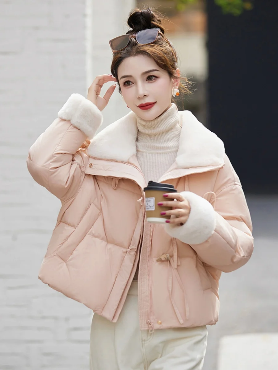 Короткий пуховик женский новинка зимы 2024 маленький большой бренд