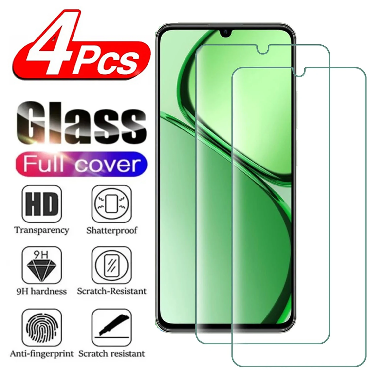 Защита экрана 9H для Realme C61 C63 5G 2/4Pcs HD закаленное стекло