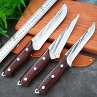 longquan kitchen knife handmade forged stainless steel utility cleaver boning barbecue hunting knife with holster china messer