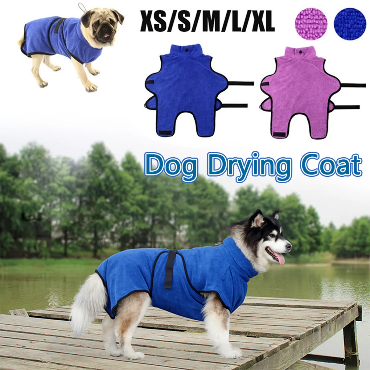 

1pcs Absorbent Pet Bathrobe Microfiber Large and Small Dogs Fully Wrapped Dog Bath Towels Pet Supplies Suitable for All Seasons