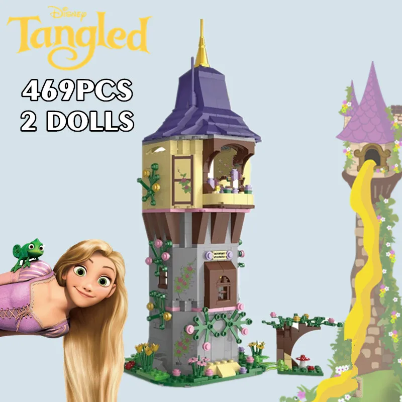 

New 469PCS Disney Princess Castle Rapunzel's Tower Tangled Friends Building Blocks Bricks Children's Birthday Toy Gift Kid Girls