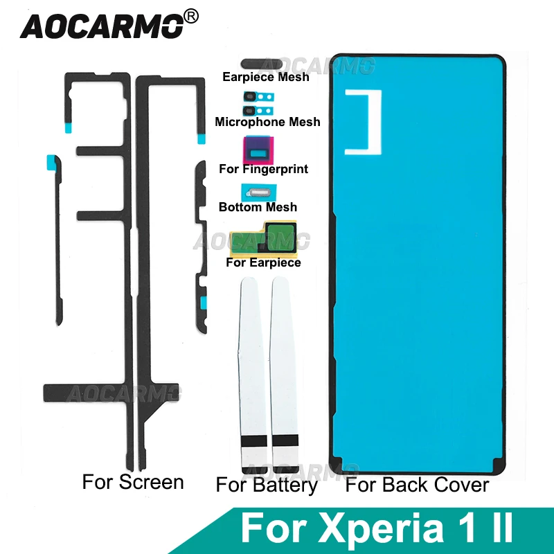 For SONY Xperia 1 II X1ii MARK2 Front LCD Display Screen Adhesive Back Cover Battery Rear Housing Top Mesh Full Set Sticker