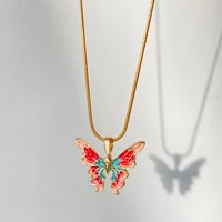symphony drop oil butterfly pendant necklace for women clavicle chain rainbow jewelry aesthetic choker collares 2022 collier
