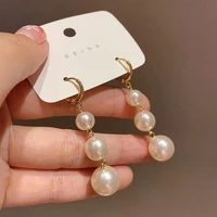 womens personality long pearl earrings simple jewelry womens pendant earrings delicate and elegant bead jewelry for women