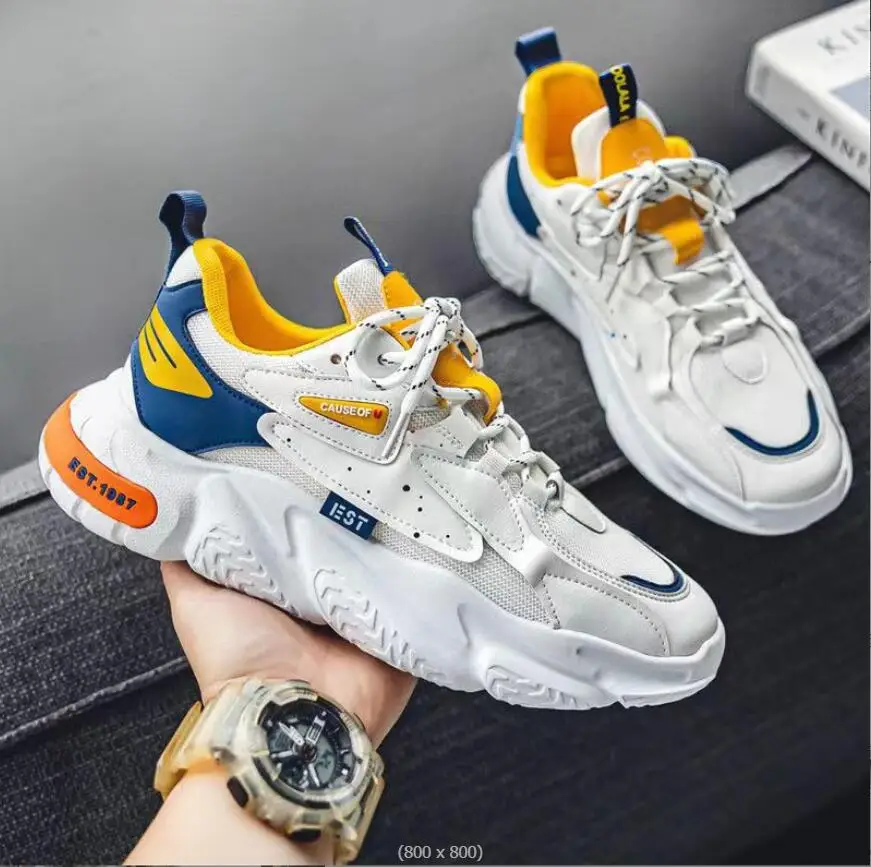 

Men's Shoes PU+Mesh Casual Breathable Thick Sole Anti Slip Running Shoes Sports Shoes