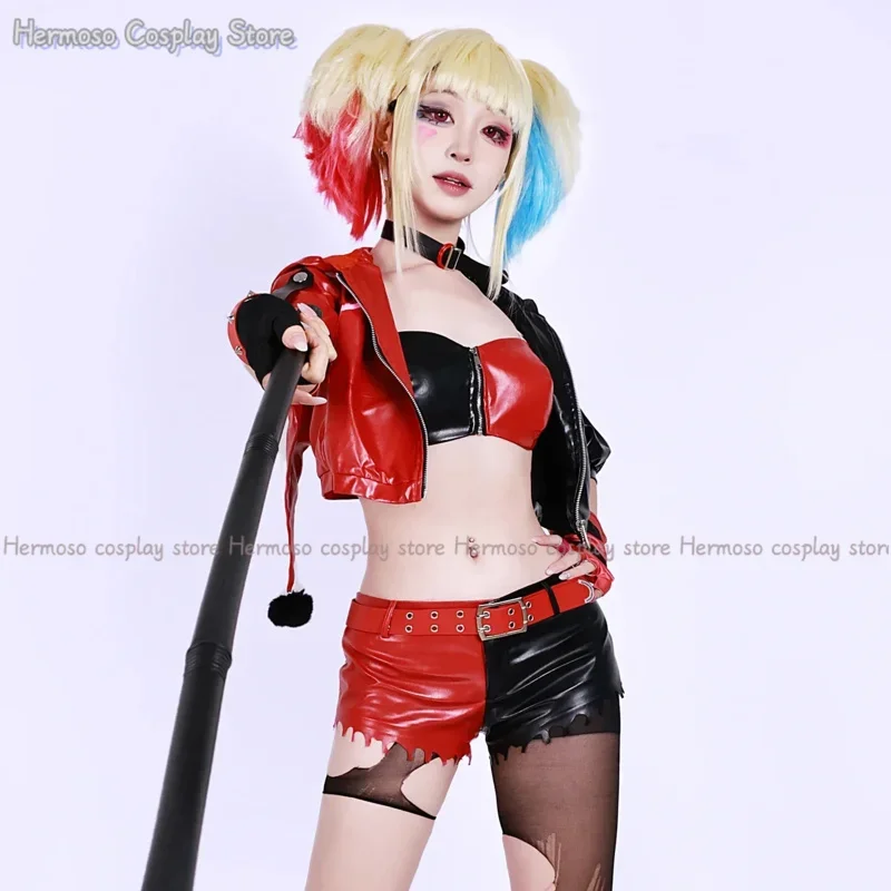 SN88 Harley cosplay costume anime joker girl patrol halloween set wig clown woman uniform % #2 @