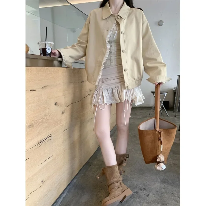 Элегантная утягивающая женская куртка свободного кроя осенняя ранняя сезонная