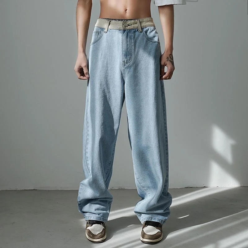 

3 Colors Baggy Jeans Men Fashion Casual Wide Leg Jeans Men Streetwear Loose Hip Hop Straight Denim Pants Mens Trousers M-2XL