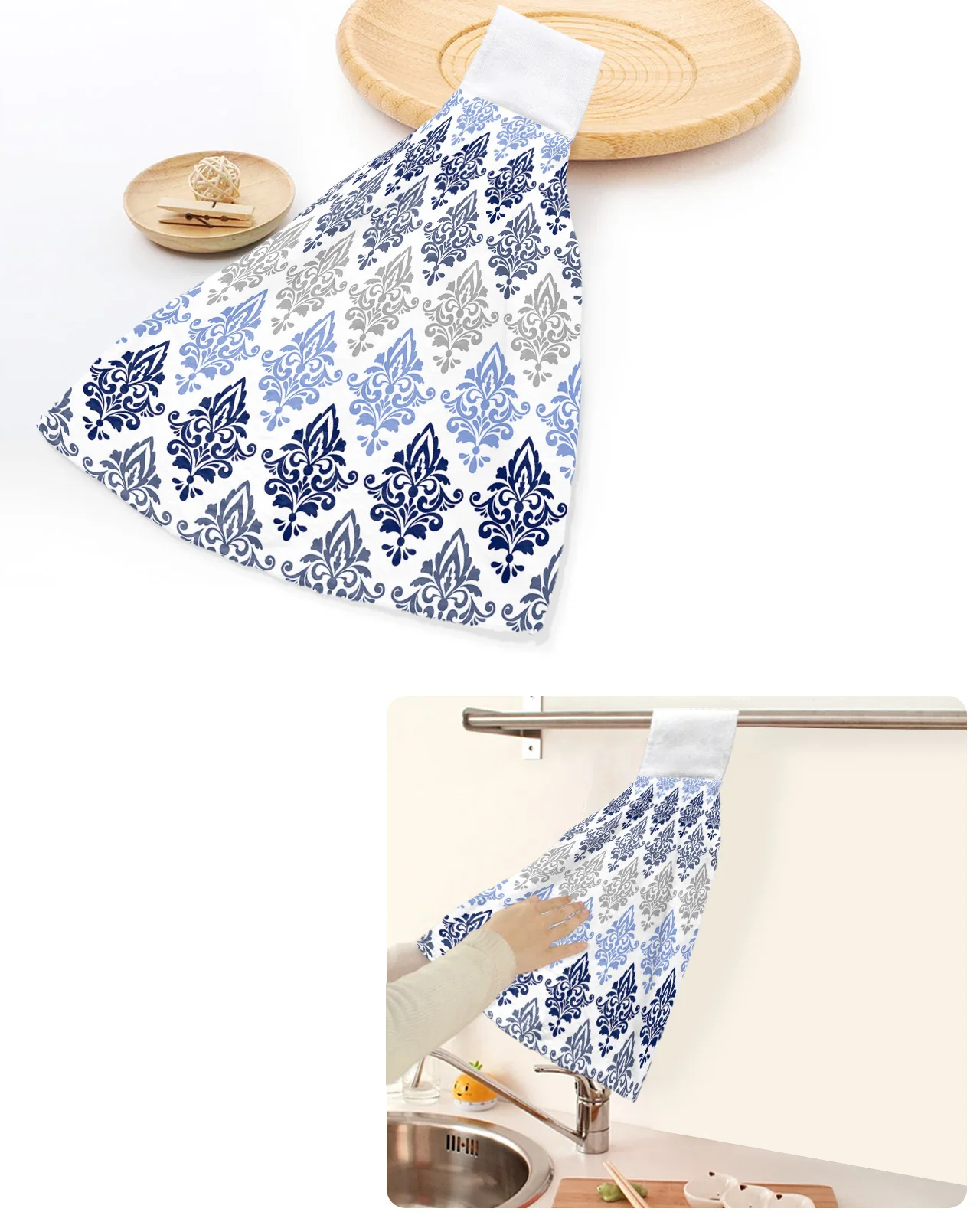 

Полотенце для рук с градиентным узором, быстросохнущие мягкие впитывающие полотенца темно-синего цвета, для дома, кухни, ванной комнаты