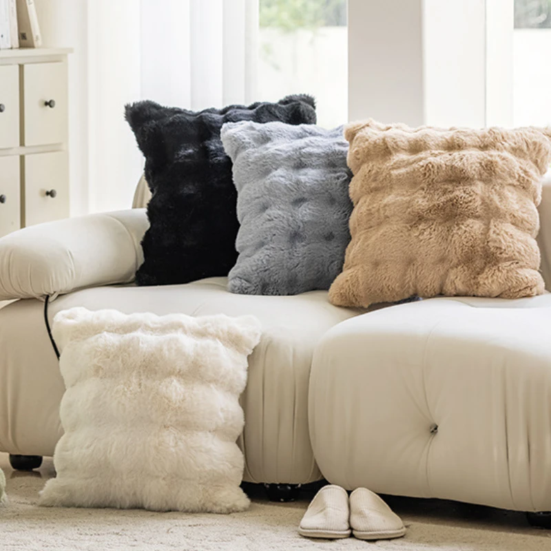 Наволочка из искусственного кроличьего меха 45x45 см 30x50 пушистая декоративная